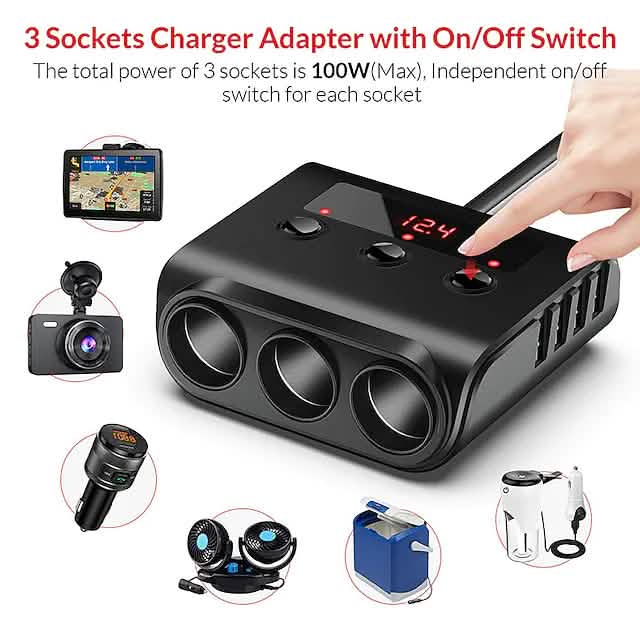 3-Way Car Plug Charger Adapter Automotive - DailySale