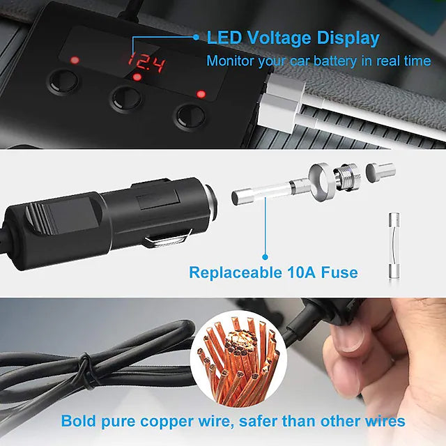 3-Way Car Plug Charger Adapter Automotive - DailySale