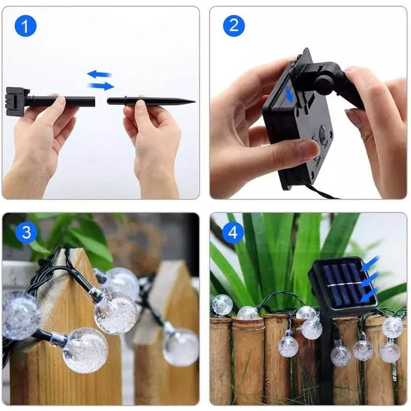 30 LED Solar String Ball Lights Outdoor Waterproof Garden Decor String & Fairy Lights - DailySale