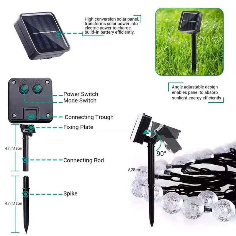 30 LED Solar String Ball Lights Outdoor Waterproof Garden Decor String & Fairy Lights - DailySale