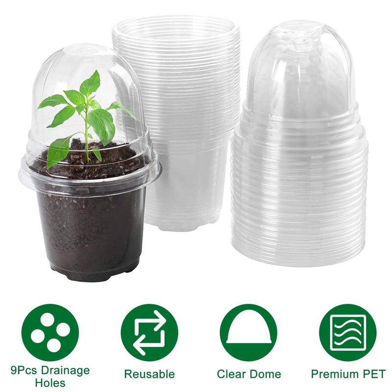 30-Pieces: Plant Nursery Pots PET Flower Seed Starting Pots Container with Dome Drainage Holes Garden & Patio - DailySale