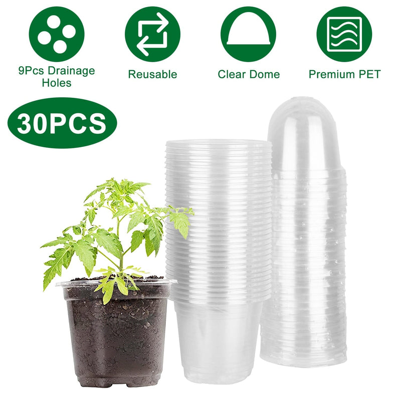 30-Pieces: Plant Nursery Pots PET Flower Seed Starting Pots Container with Dome Drainage Holes Garden & Patio - DailySale