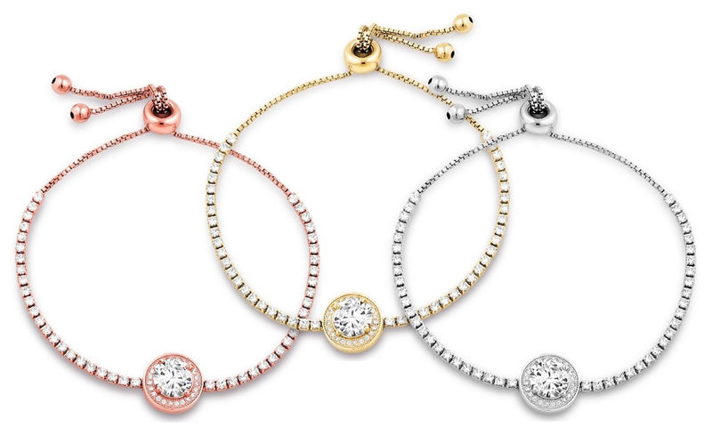 3.00 CTTW Adjustable Halo Tennis Bracelet - Assorted Colors Jewelry - DailySale