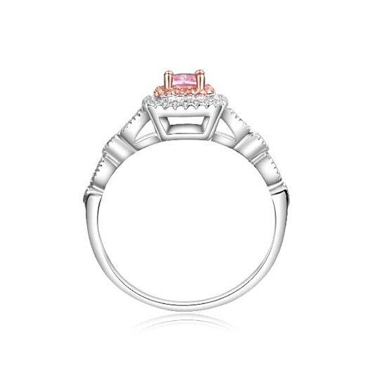 3.00 CTTW Pink Sapphire Princess Cut Halo Ring Rings - DailySale