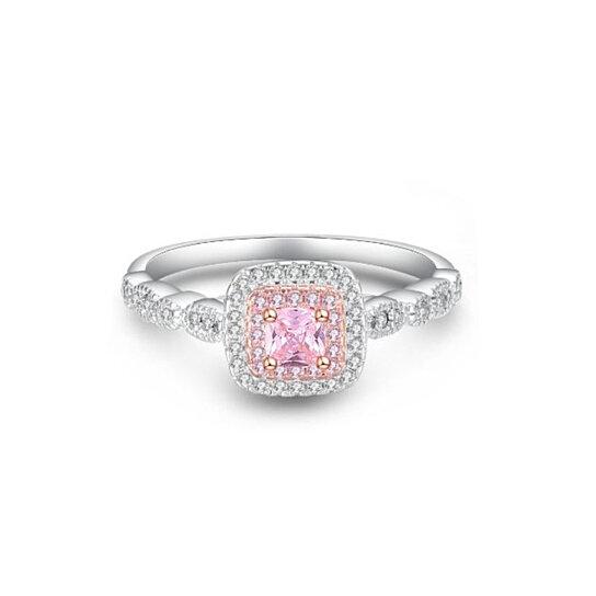 3.00 CTTW Pink Sapphire Princess Cut Halo Ring Rings - DailySale