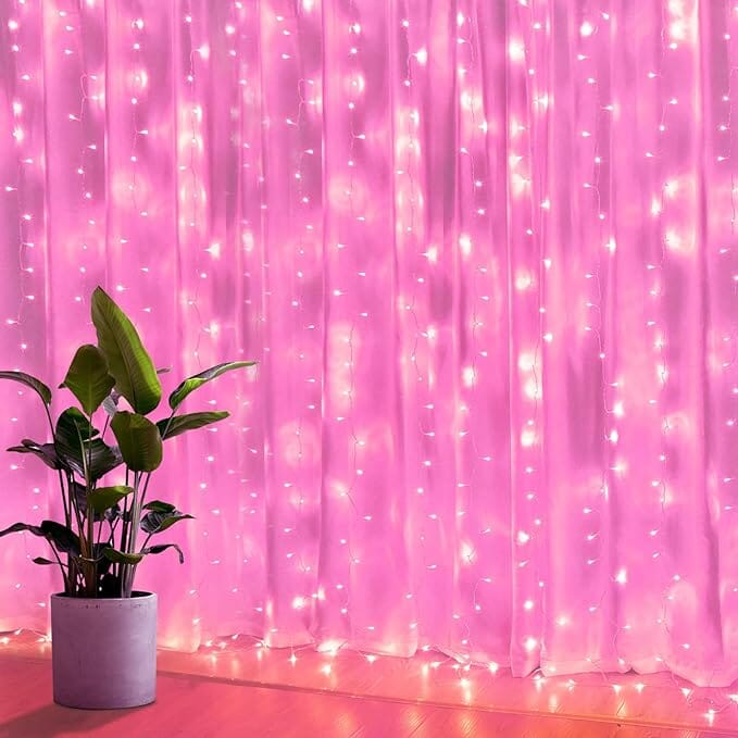 300 LED Curtain Fairy Lights String & Fairy Lights Pink - DailySale
