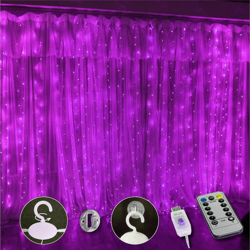 300 LED Curtain Fairy Lights String & Fairy Lights Purple - DailySale