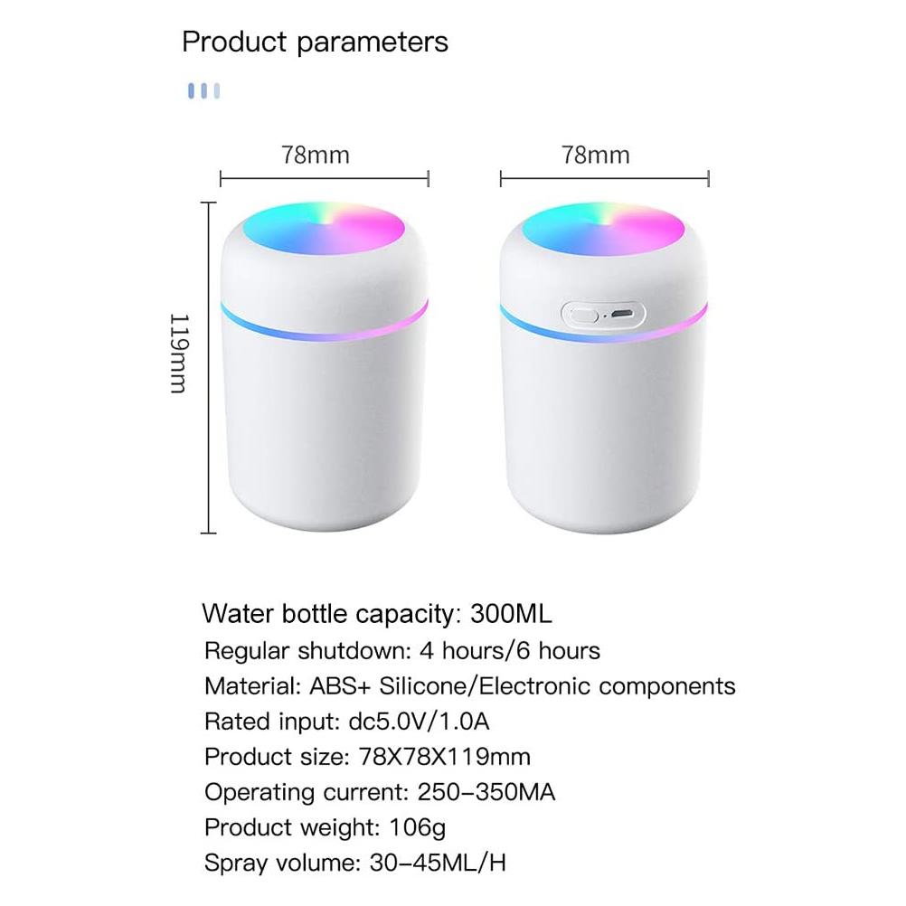 300 ML Humidifier USB Ultrasonic Dazzle Cup Aroma Diffuser Cool Mist Maker Wellness - DailySale