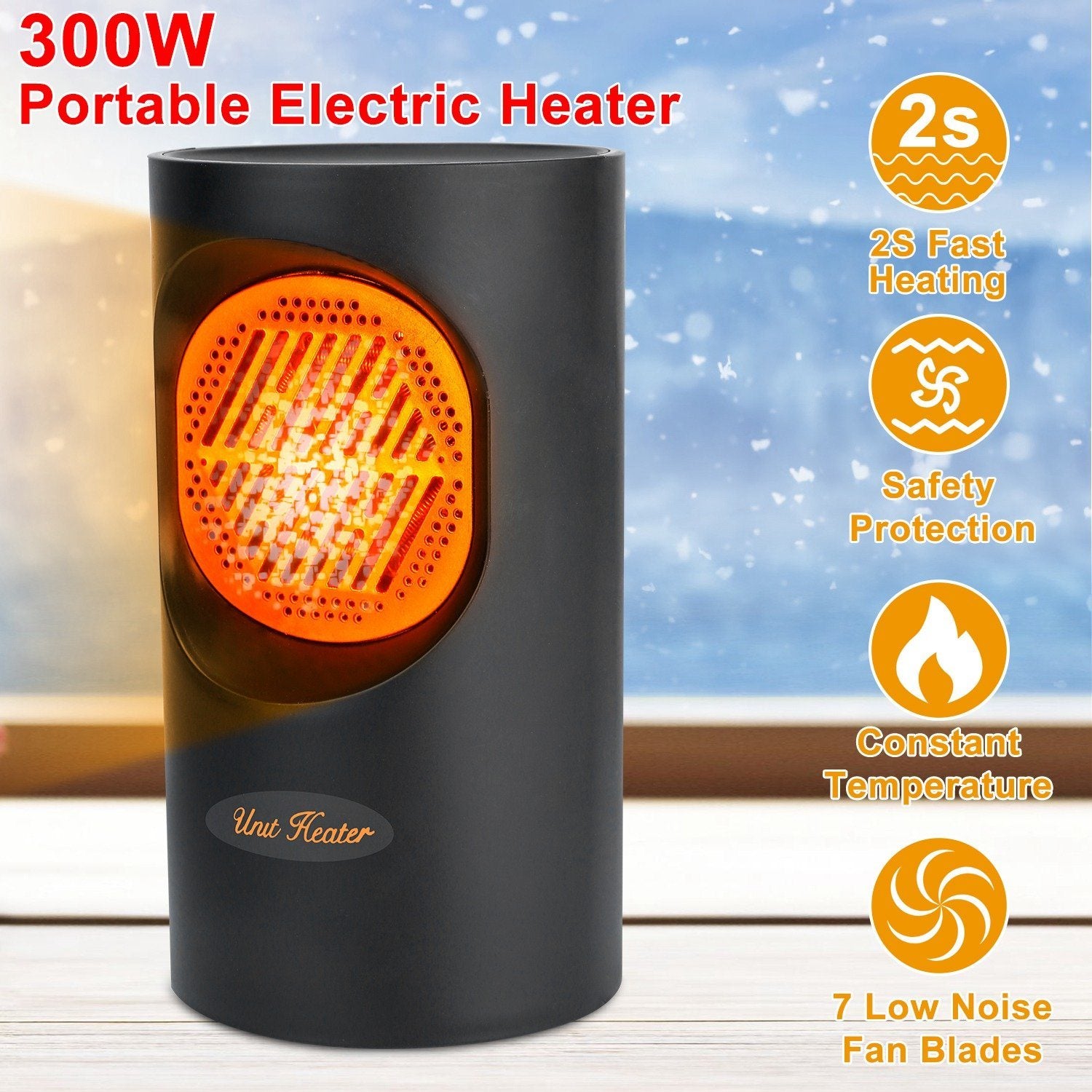 300W Portable Electric Mini Heater Household Appliances - DailySale