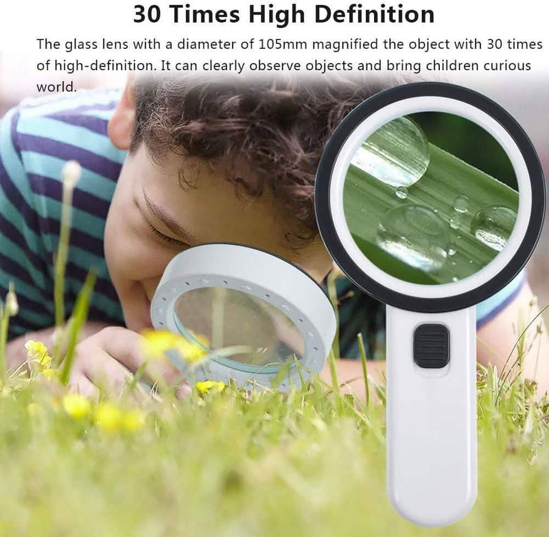 30X Handheld Large Magnifying Glass 12 LED Illuminated Lighted Magnifier Everything Else - DailySale