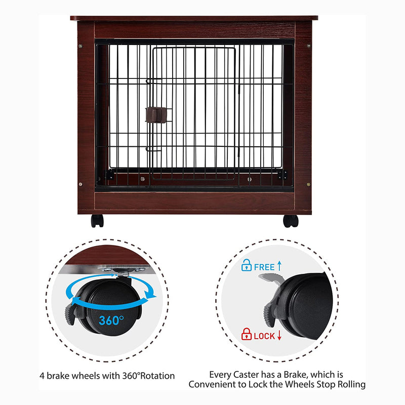 31-Inch Furniture Style Pet Dog Crate Cage with Wooden Structure Pet Supplies - DailySale