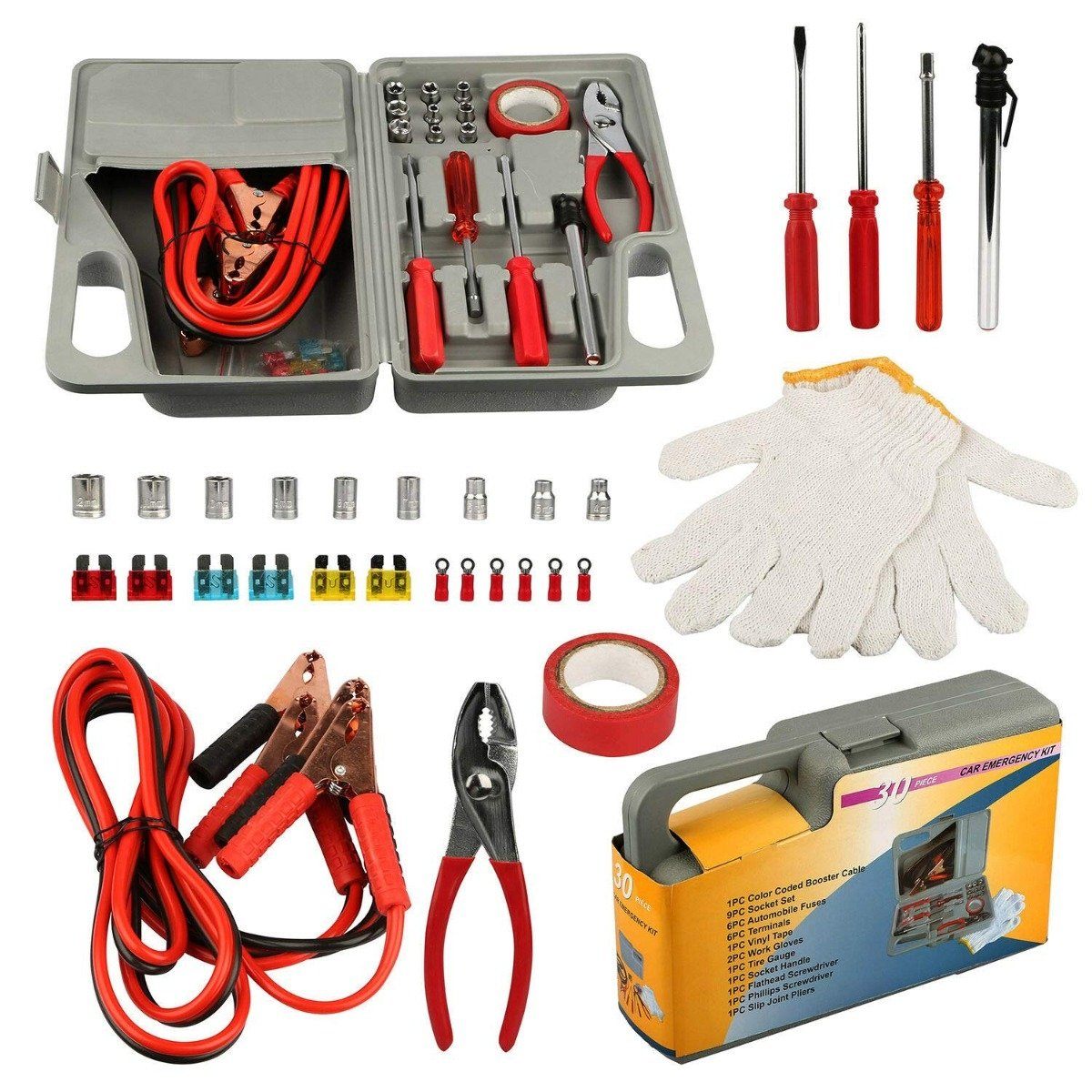 31-Piece: Emergency Roadside Tool Kit Auto Accessories - DailySale