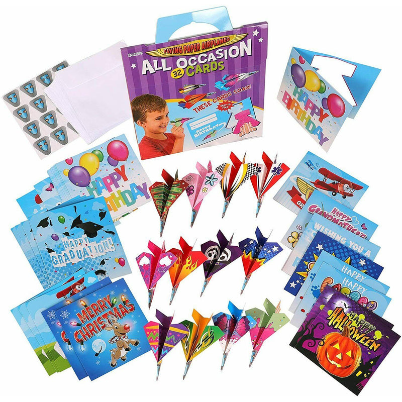 32 Folding Paper Airplanes All Occasion Greeting Cards with Envelopes and Stickers Toys & Hobbies - DailySale