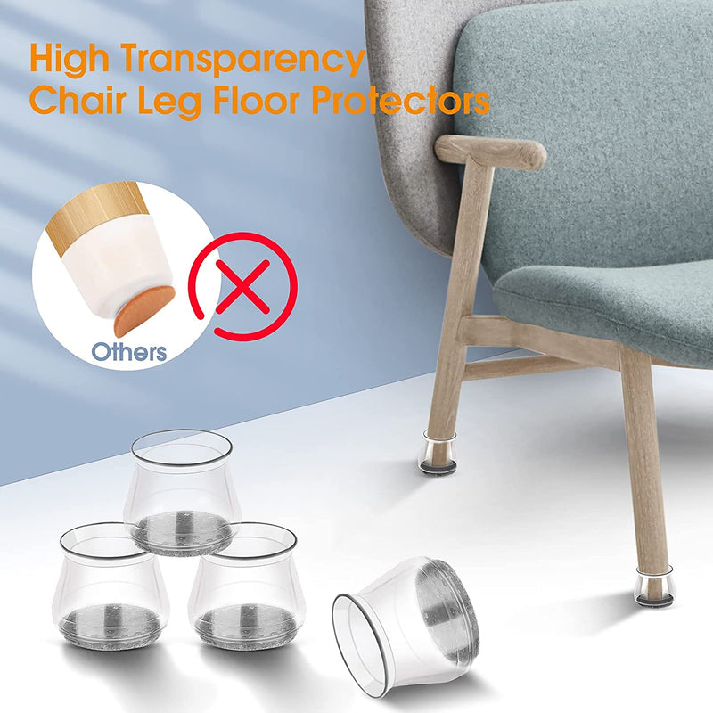 32-Piece: Clear Chair Leg Floor Protectors Furniture & Decor - DailySale