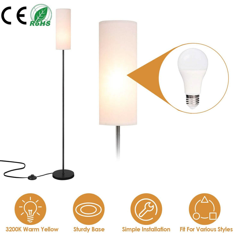 3200K Warm Yellow Light Modern Standing Lamp with Foot Switch 6W Bulb Indoor Lighting - DailySale