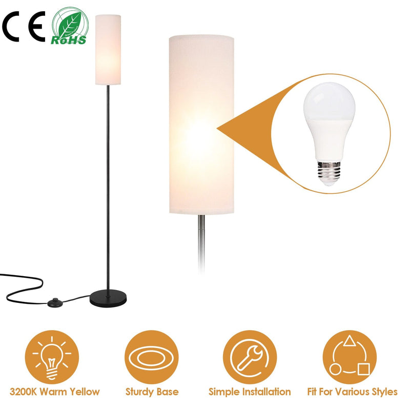 3200K Warm Yellow Light Modern Standing Lamp with Foot Switch 6W Bulb Indoor Lighting - DailySale