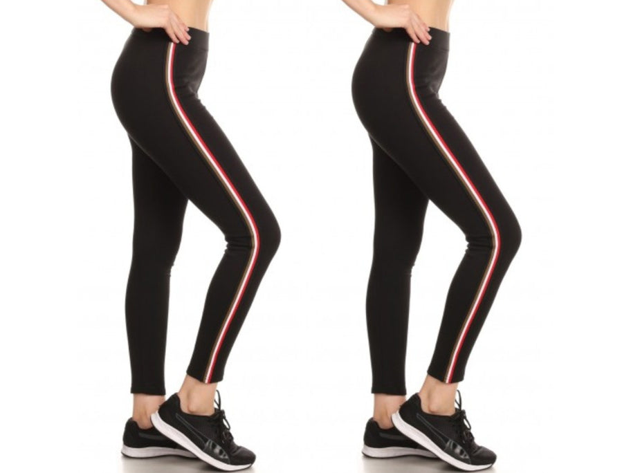 2-Pack: Women's Cotton Blend Side Stripe Leggings - DailySale, Inc