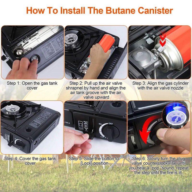 3300W Portable Camping Stove Butane Canister Dual Fuel Burner Sports & Outdoors - DailySale