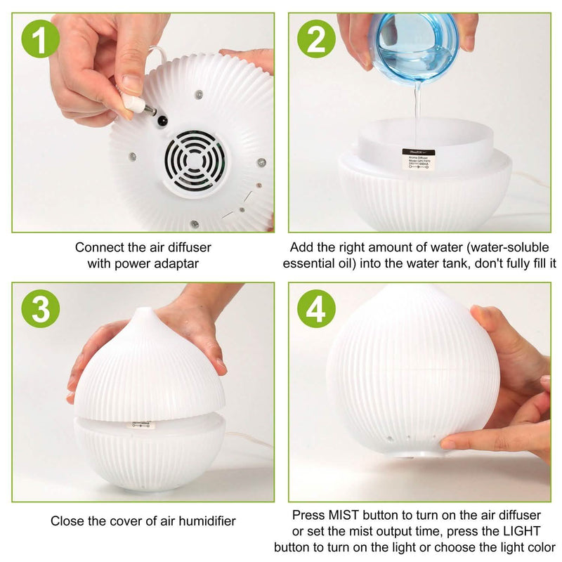 330ml Cool Mist Humidifier with 7 Color LED Lights Wellness - DailySale
