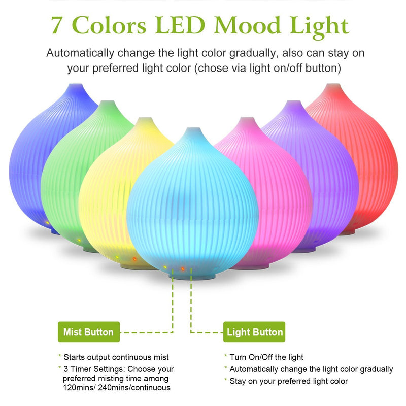 330ml Cool Mist Humidifier with 7 Color LED Lights Wellness - DailySale