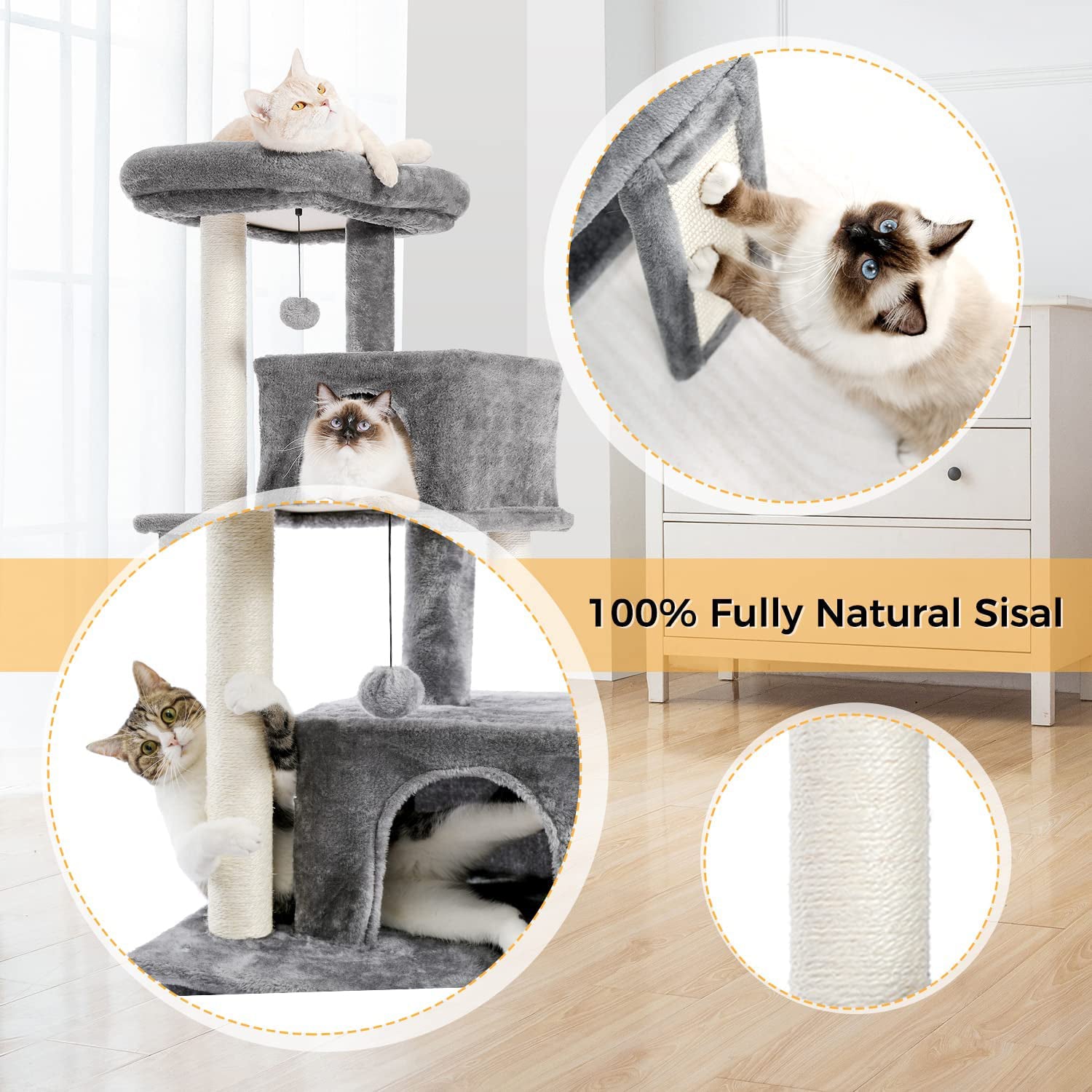 34" Cat Tree Deluxe Tower Pet Supplies - DailySale