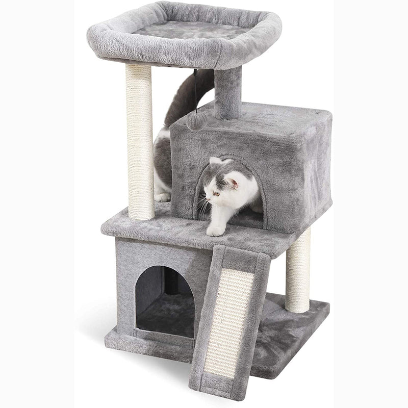 34" Cat Tree Deluxe Tower Pet Supplies Gray - DailySale