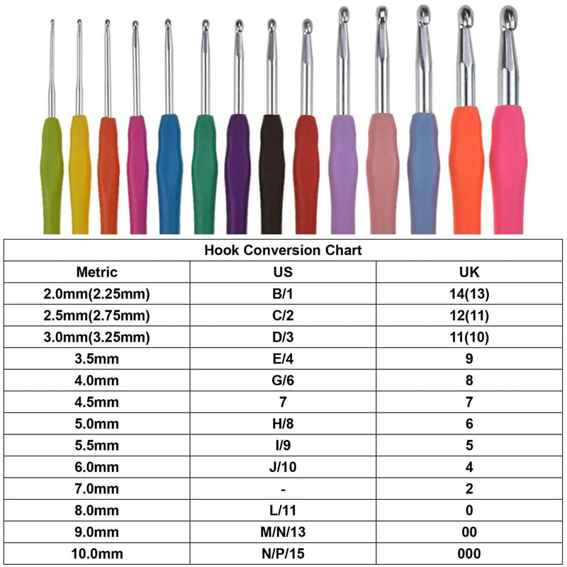 34-Piece Set: Aluminum Handle Crochet Hook Needles Knitting Tool Arts & Crafts - DailySale