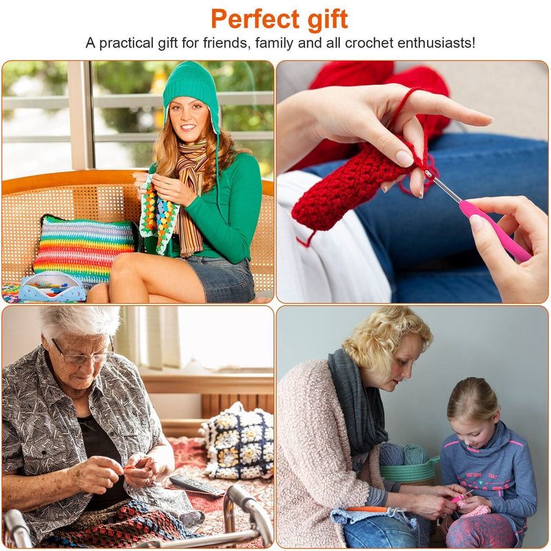 34-Piece Set: Aluminum Handle Crochet Hook Needles Knitting Tool Arts & Crafts - DailySale