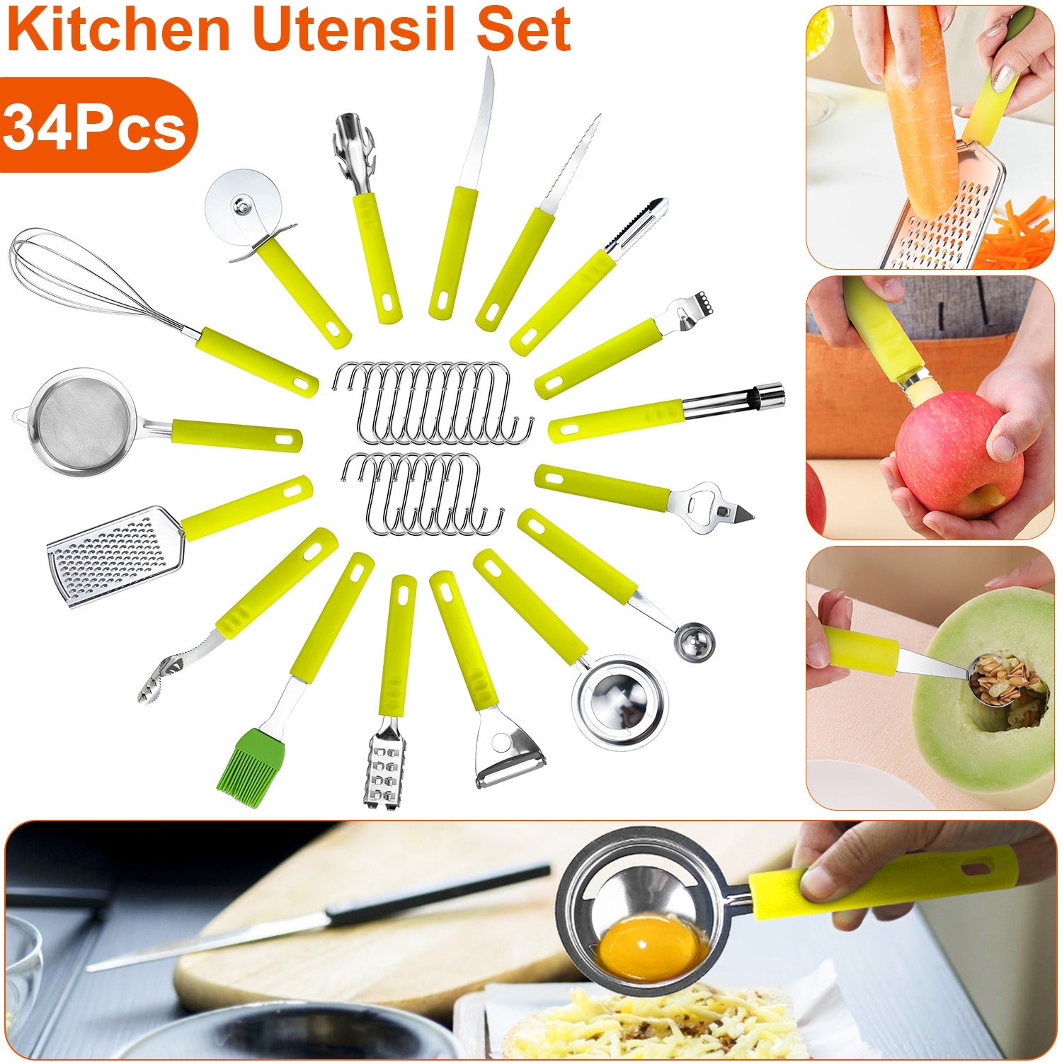 Kitchen Utensils Set- 34PCS Silicone Cooking Utensils with Holder