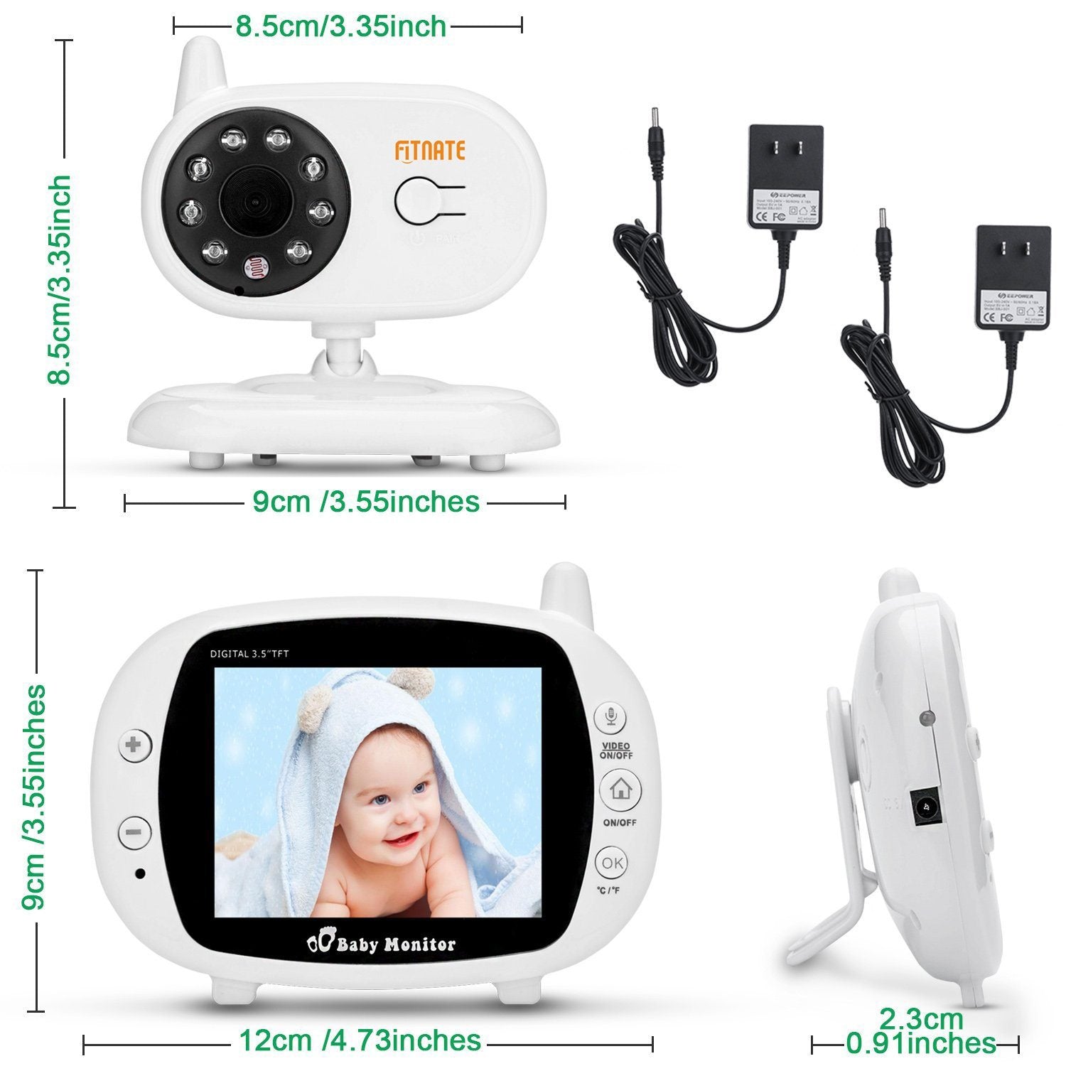 3.5" Audio Video Baby Monitor Wireless Digital Camera Night Vision Safety Viewer Baby - DailySale