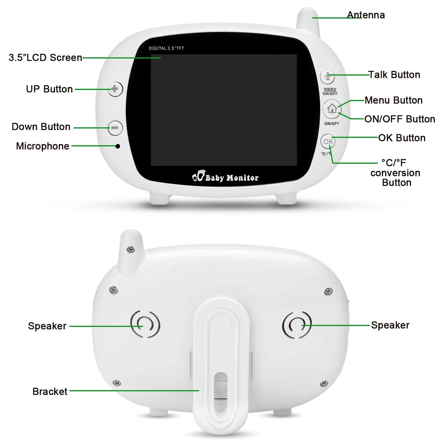 3.5" Audio Video Baby Monitor Wireless Digital Camera Night Vision Safety Viewer Baby - DailySale