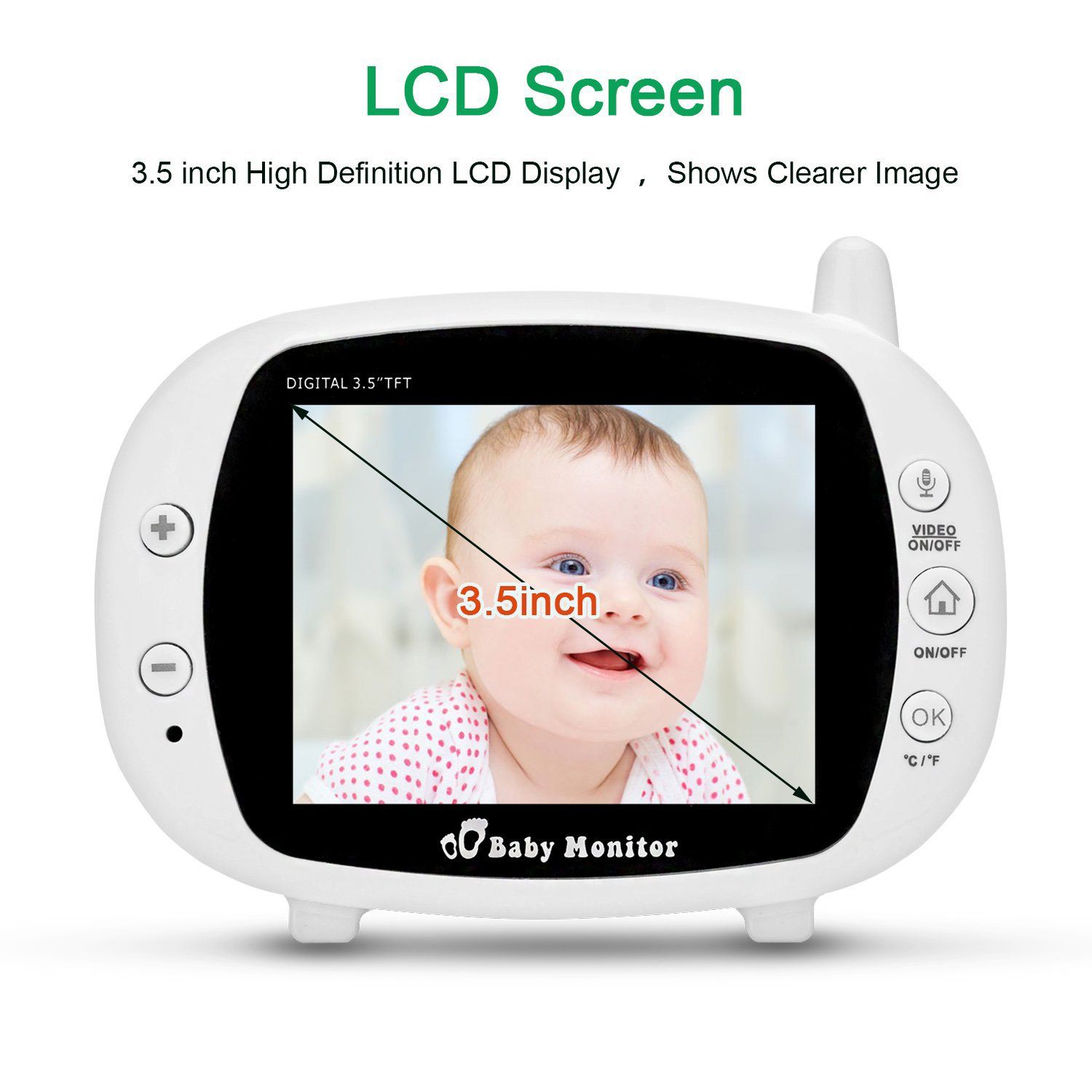 3.5" Audio Video Baby Monitor Wireless Digital Camera Night Vision Safety Viewer Baby - DailySale