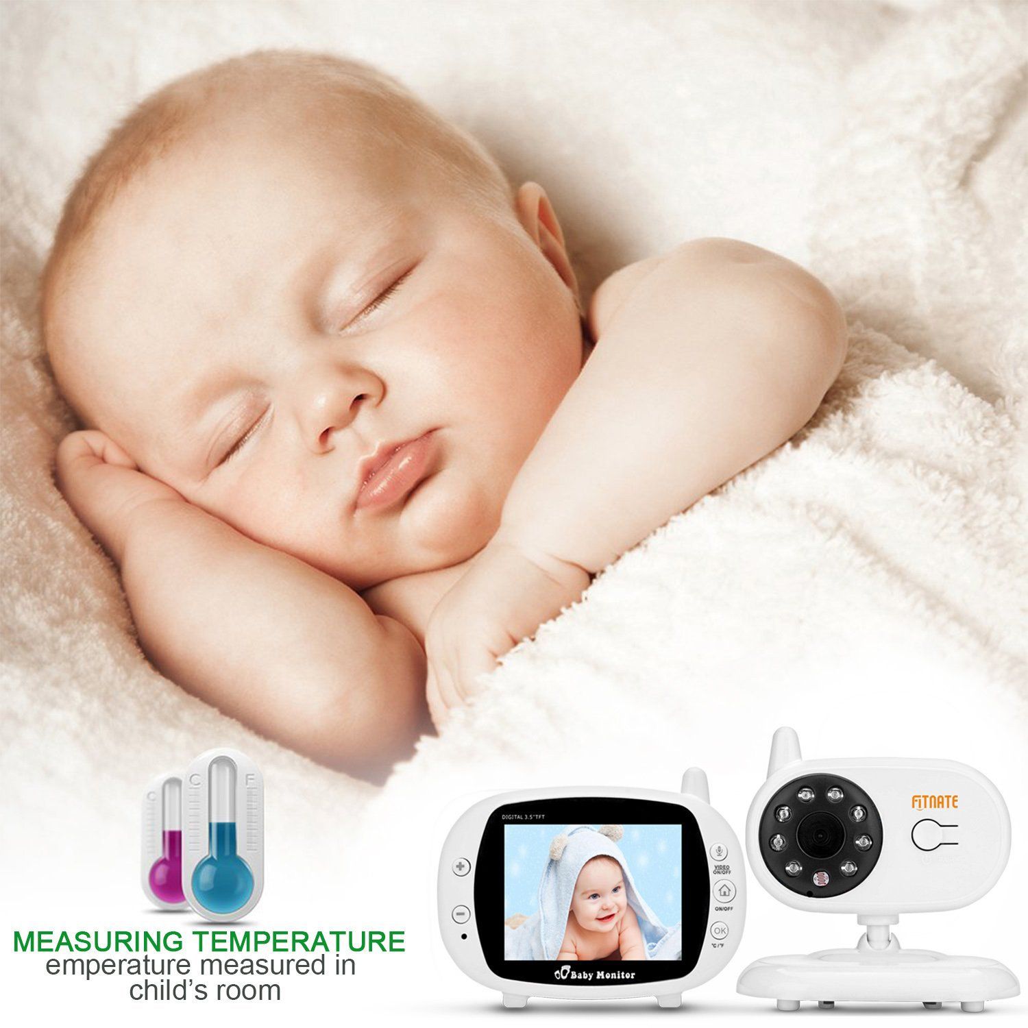 3.5" Audio Video Baby Monitor Wireless Digital Camera Night Vision Safety Viewer Baby - DailySale