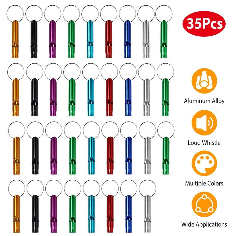 35-Pieces: Emergency Whistle Extra Loud with Key Chain Ring Sports & Outdoors - DailySale