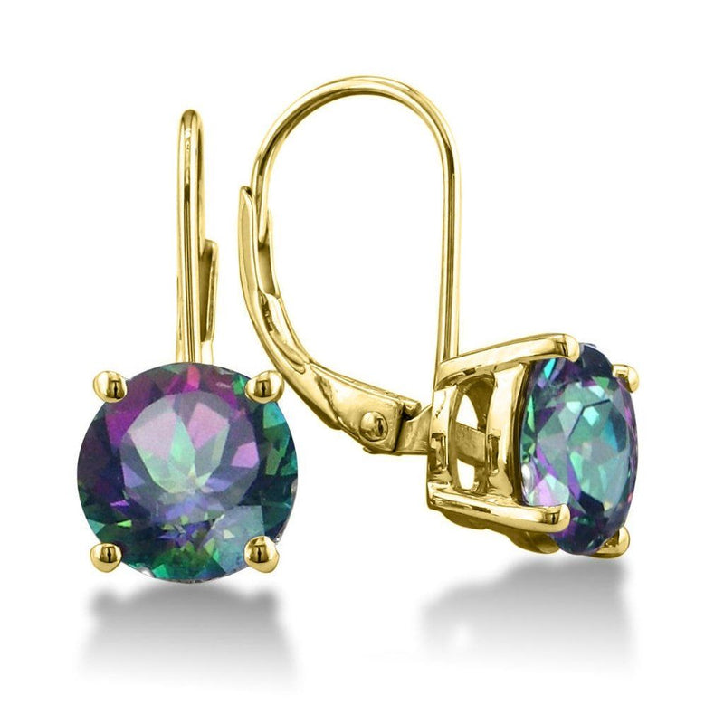3.50 CTTW Genuine Rainbow Topaz Leverback Earrings Jewelry Gold - DailySale