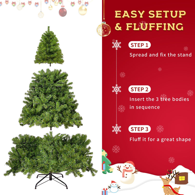 350 LED Solid Color Printed Green Hinged Fraser Fir Artificial Christmas Tree Holiday Decor & Apparel - DailySale