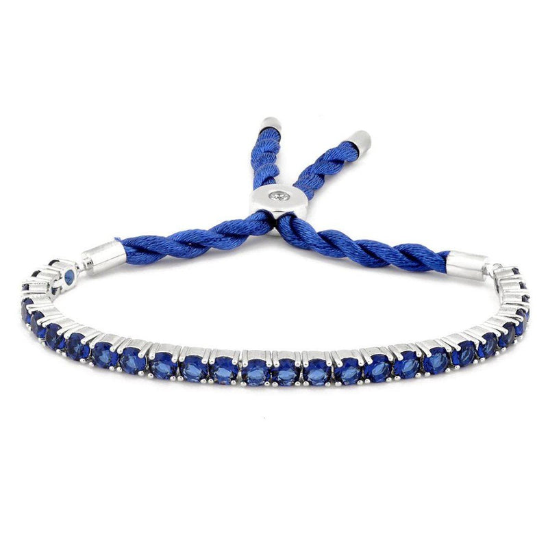 3.55 CTW Created Blue Sapphire Cord Adjustable Bracelet by MUIBLU Gems Bracelets - DailySale