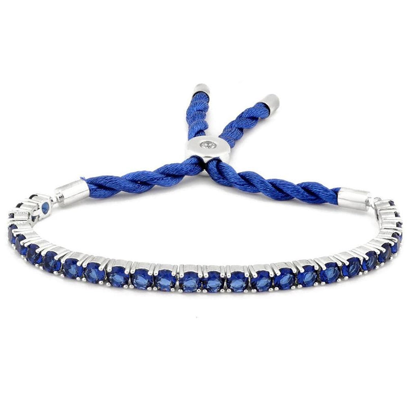 3.55 CTW Created Blue Sapphire Cord Adjustable Bracelet Jewelry - DailySale