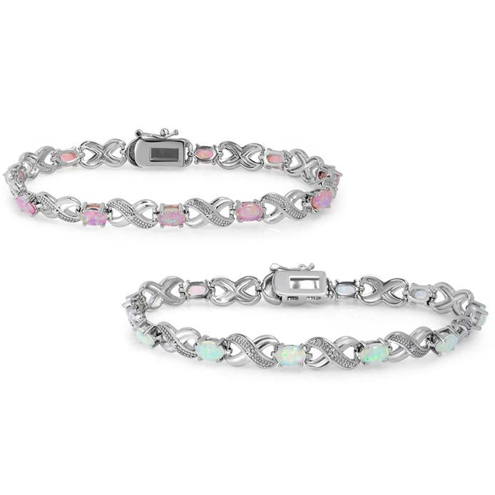 3.55 CTW Genuine Opal "X's and O's" Opal Bracelet By MUIBLU Gems Bracelets - DailySale