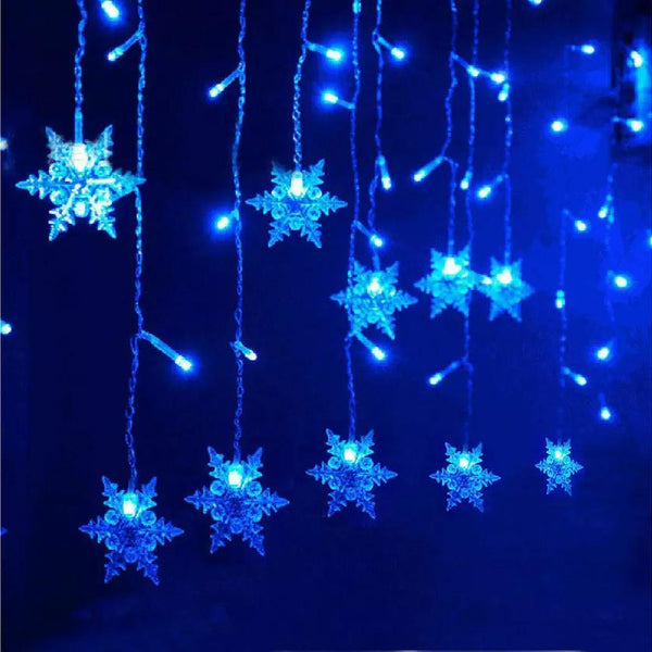 3.5M 96LED Snowflake String Curtain Lights String & Fairy Lights Blue - DailySale