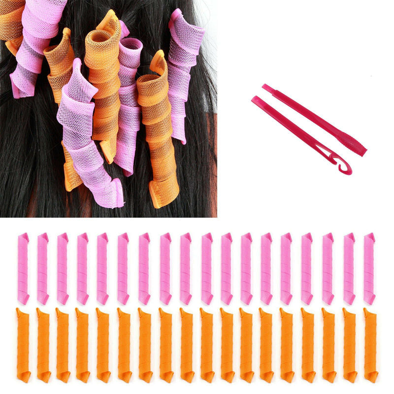 36-Pieces: Elastic DIY Magic Hair Curlers Rollers Curlformers Spiral Ringlet Beauty & Personal Care - DailySale