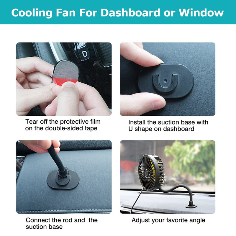 360 º Rotatable Car Cooling Fan with 3 Speeds Automotive - DailySale