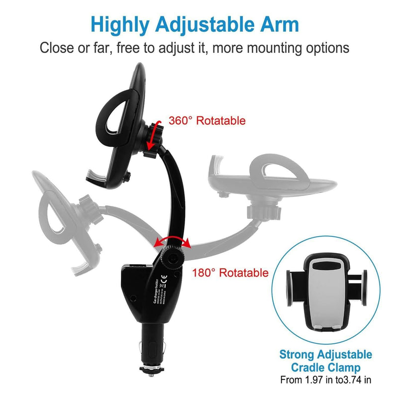 360° Dual USB Smartphone Mounting Car Charger Automotive - DailySale