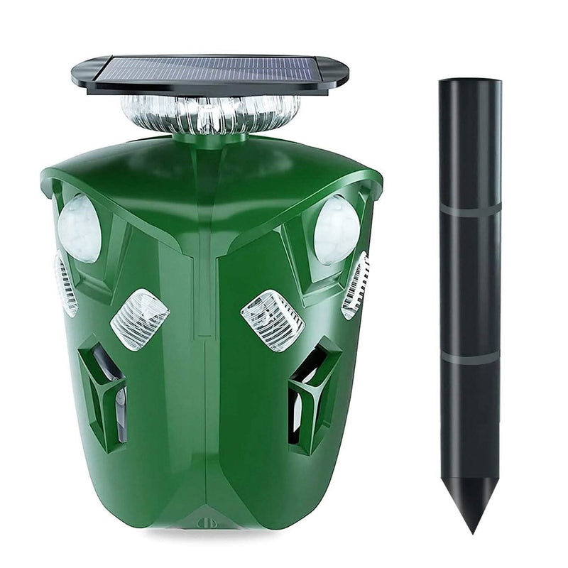 360° Electric Solar Powered Ultrasonic Repeller with Motion Sensor LED Flashing Lights with mounting spike detached