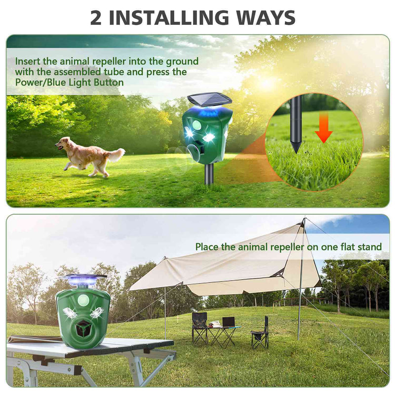 360° Electric Solar Powered Ultrasonic Repeller with Motion Sensor LED Flashing Lights Pest Control - DailySale