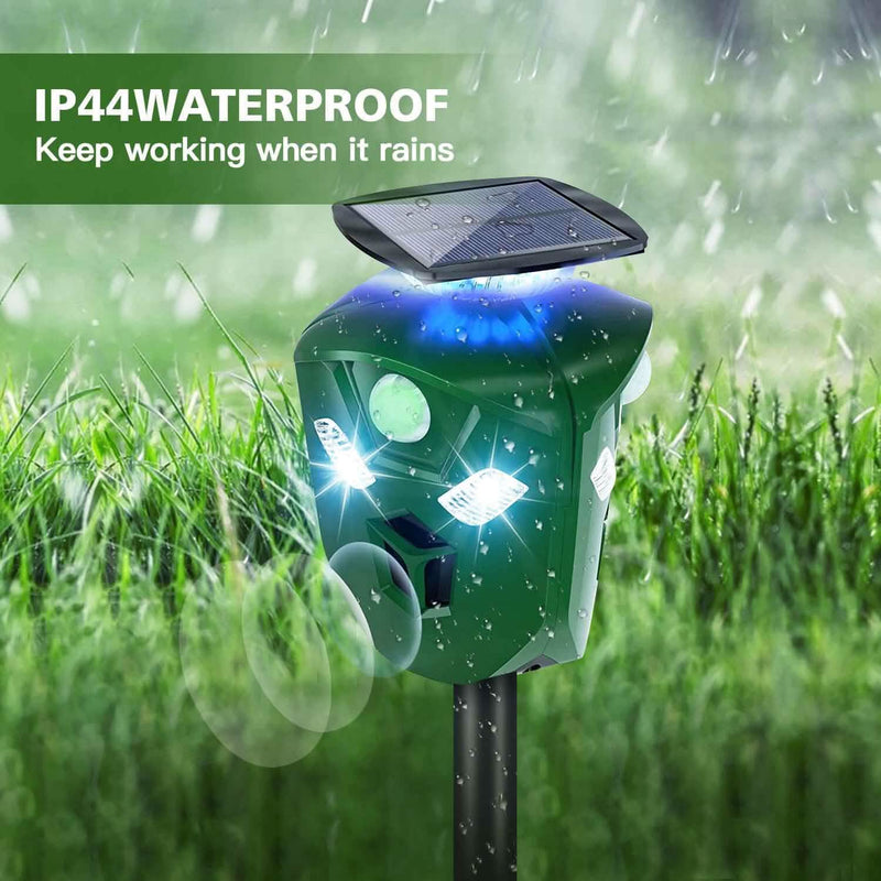 360° Electric Solar Powered Ultrasonic Repeller with Motion Sensor LED Flashing Lights Pest Control - DailySale