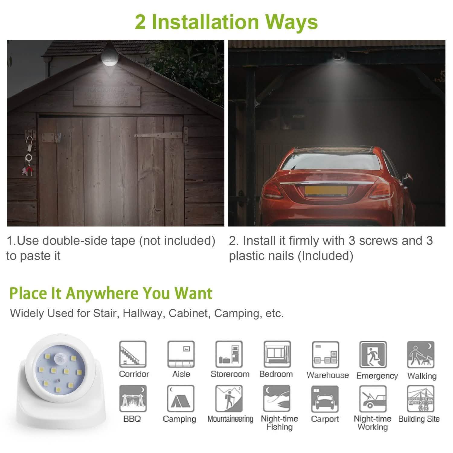 360° LED Light Sensor Cordless Night Lamps Outdoor Lighting - DailySale