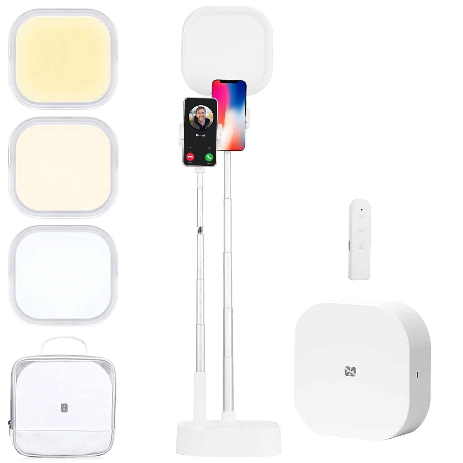 360° Rotatable Dual Phone Holder with Rechargeable Wireless Remote V8 Mobile Accessories - DailySale