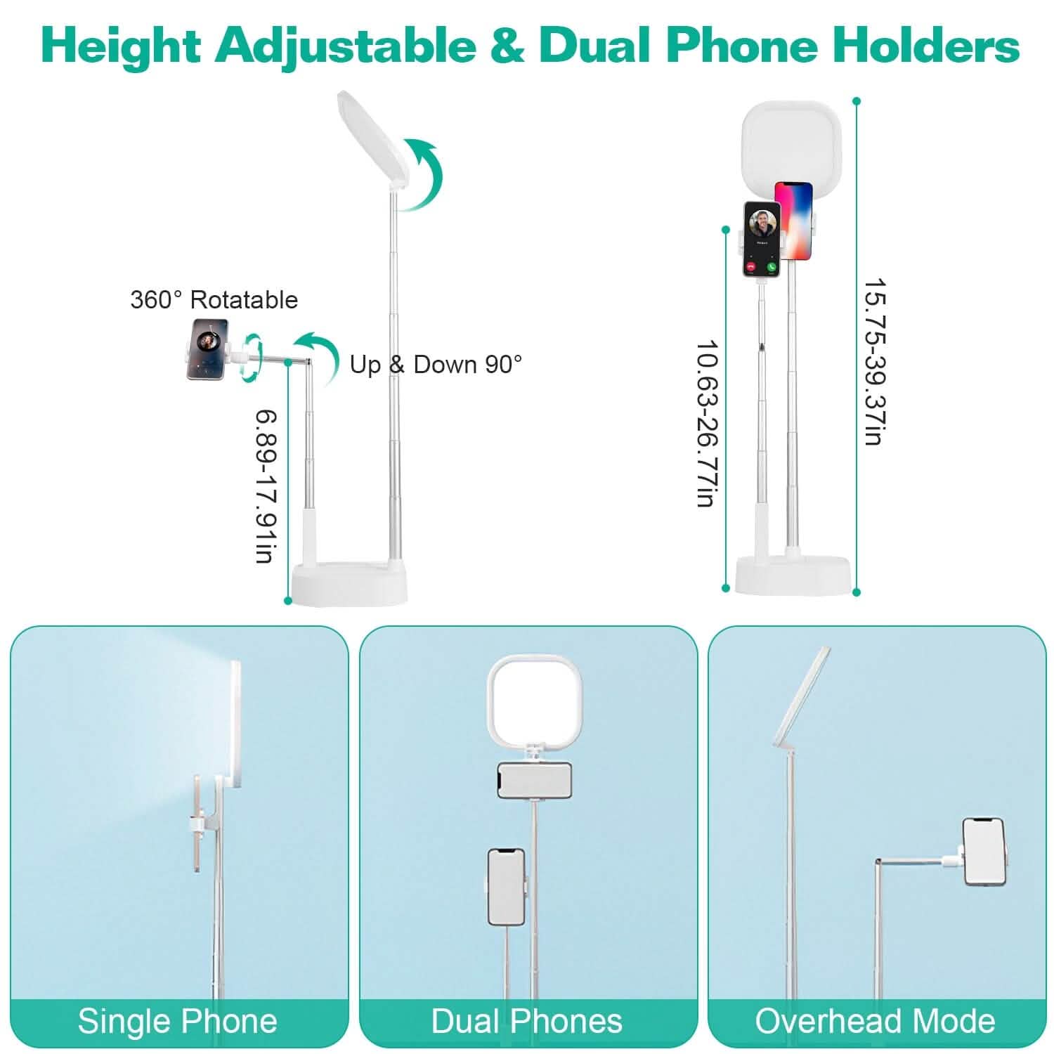 360° Rotatable Dual Phone Holder with Rechargeable Wireless Remote V8 Mobile Accessories - DailySale