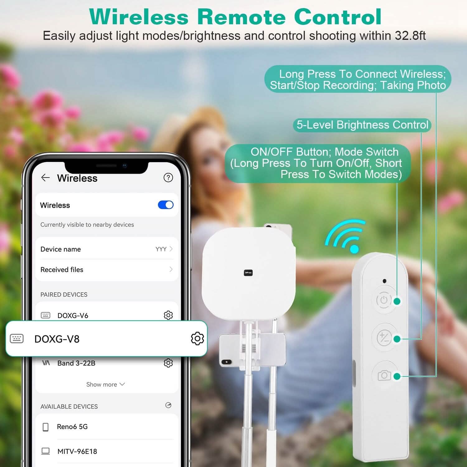 360° Rotatable Dual Phone Holder with Rechargeable Wireless Remote V8 Mobile Accessories - DailySale